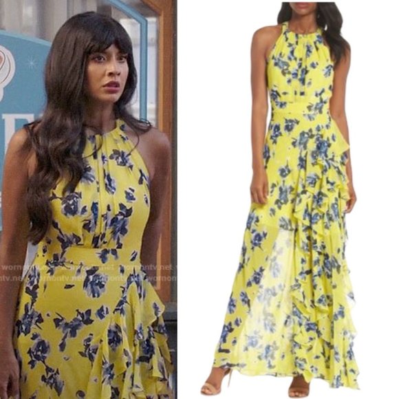 Eliza J | Dresses | Eliza J Halter Yellow Ruffle Maxi Dress | Poshmark